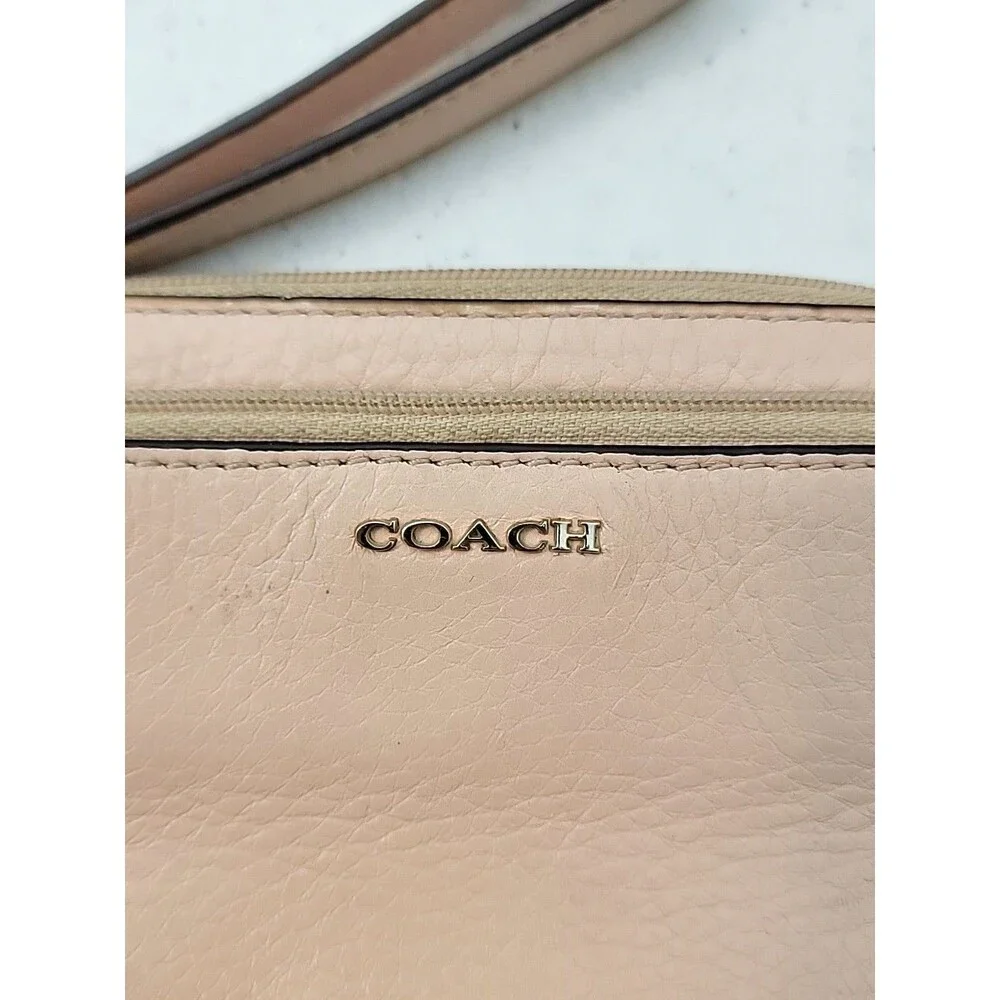 Coach Pink Leather Double Zip Wristlet Wallet